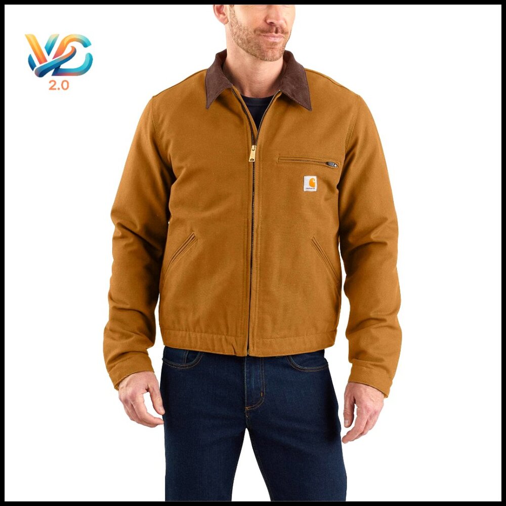 Men's Duck Detroit Jacket Sherpa Lined Work Utility Outerwear
